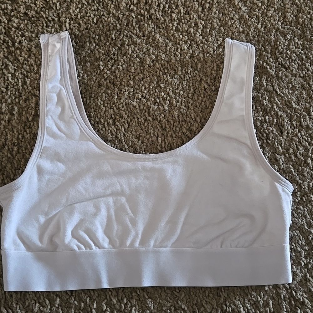 Auden Womens Cotton Stretch Unlined Scoop Bralette White - Picture 10 of 12